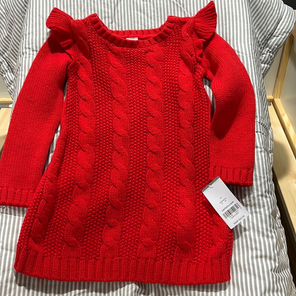 Carter's red cable knit sweater dress size 2T
